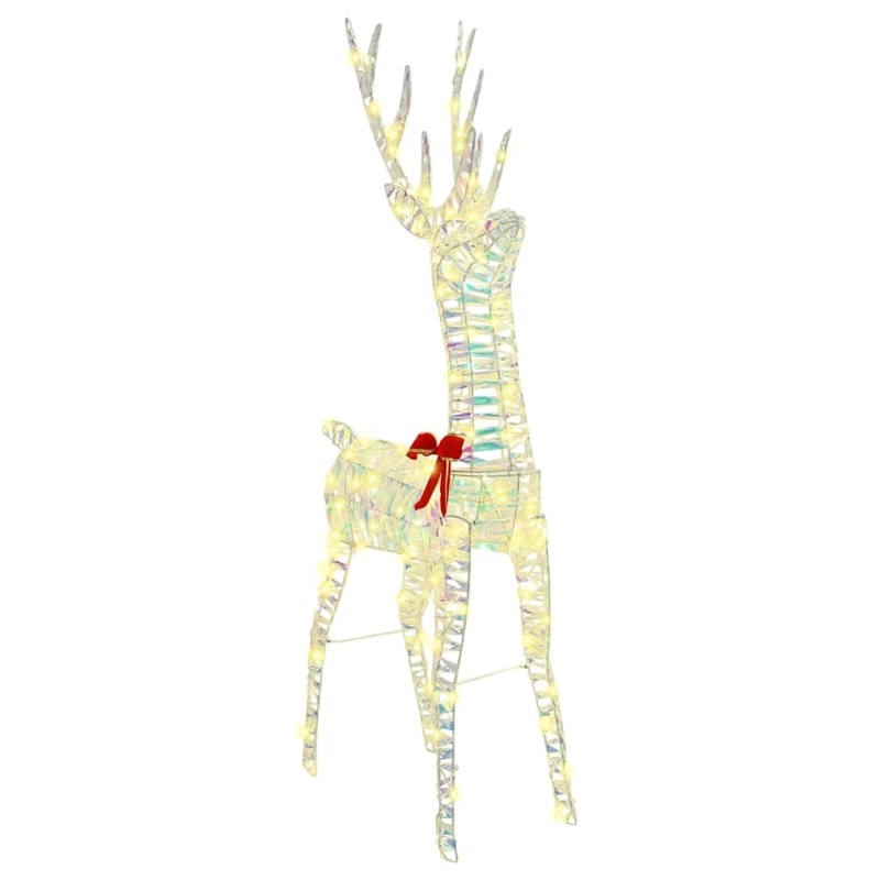 vidaXL Ziemassvētku ziemeļbriedis ar kamanām Silti balta PET