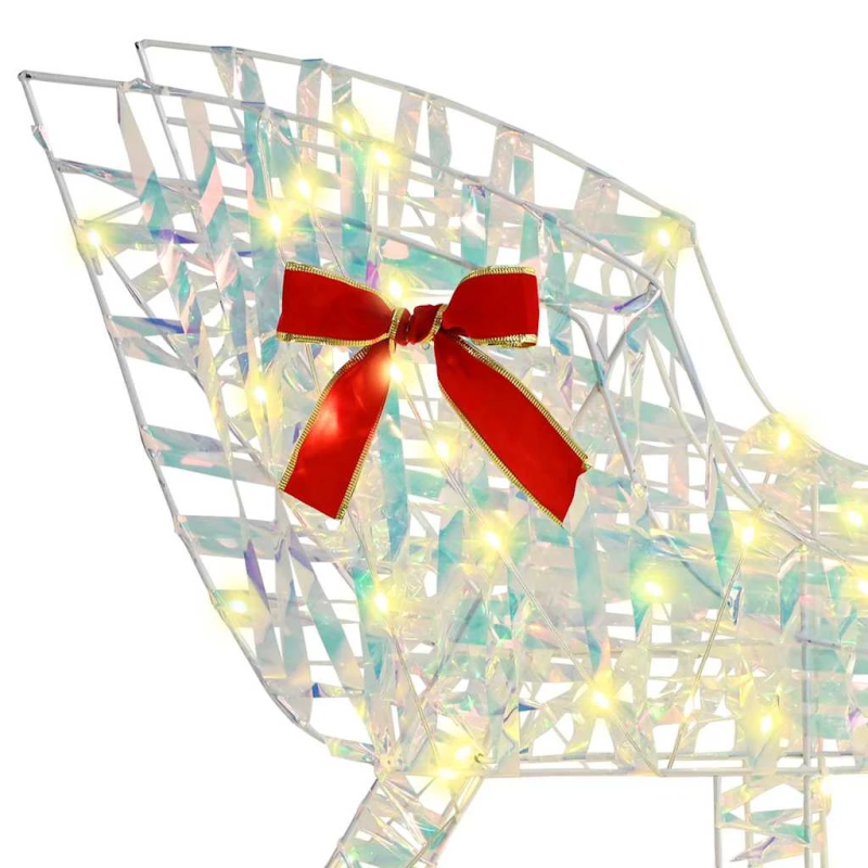 vidaXL Ziemassvētku ziemeļbriedis ar kamanām Silti balta PET