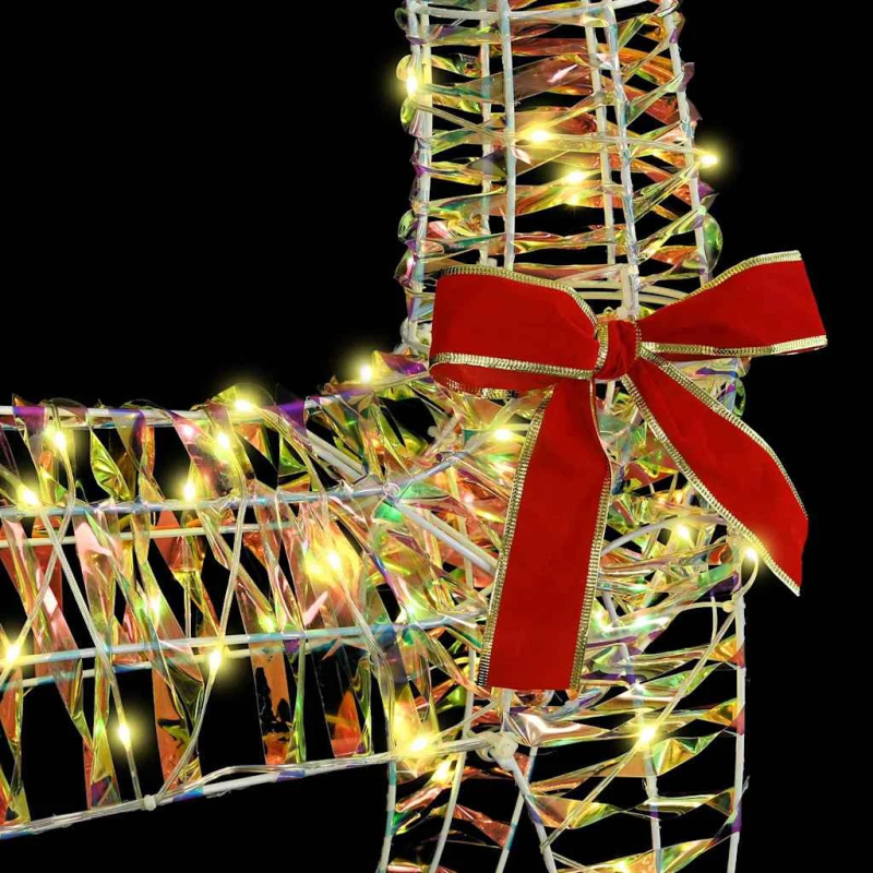 vidaXL Ziemassvētku ziemeļbriedis ar kamanām Silti balta PET