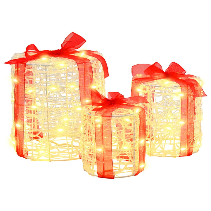 vidaXL Dāvanu Kaste Dekorācija 3 pcs Silti balta 20 x 20 x 21 cm