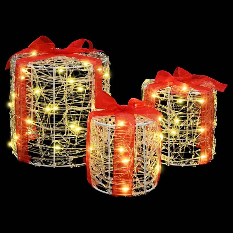 vidaXL Dāvanu Kaste Dekorācija 3 pcs Silti balta 20 x 20 x 21 cm