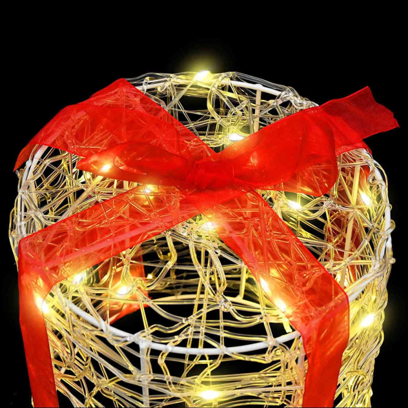 vidaXL Dāvanu Kaste Dekorācija 3 pcs Silti balta 20 x 20 x 21 cm