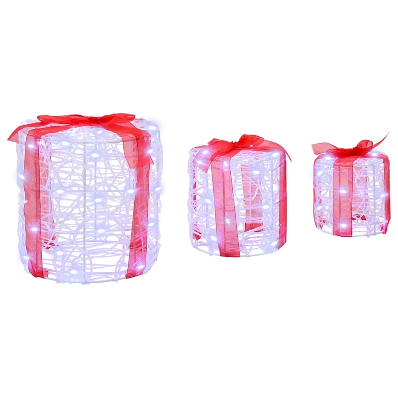 vidaXL Dāvanu Kaste Dekorācija 3 pcs Vēsi balta 20 x 20 x 21 cm Akrils