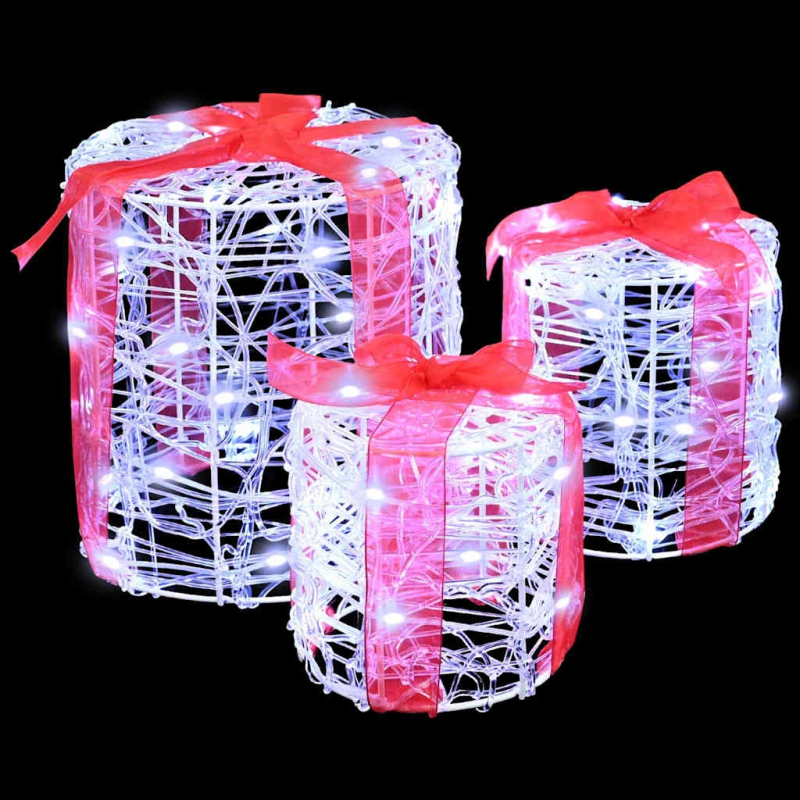 vidaXL Dāvanu Kaste Dekorācija 3 pcs Vēsi balta 20 x 20 x 21 cm Akrils