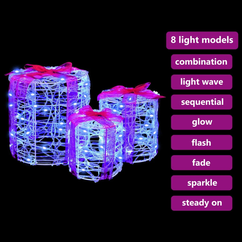 vidaXL Dāvanu Kaste Dekorācija 3 pcs Zila 20 x 20 x 21 cm Akrils