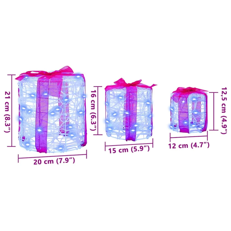 vidaXL Dāvanu Kaste Dekorācija 3 pcs Zila 20 x 20 x 21 cm Akrils