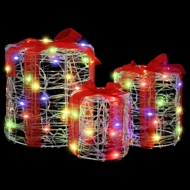 vidaXL Dāvanu Kaste Dekorācija 3 pcs krāsains 20 x 20 x 21 cm Akrils