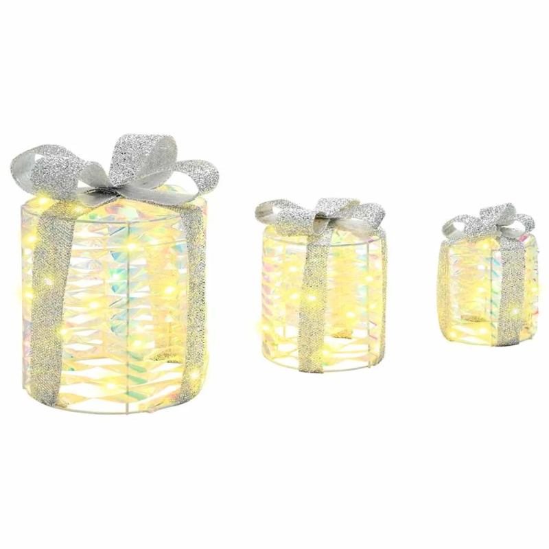 vidaXL Dāvanas Kastes Dekorācija 3 pcs Silti balta 20 x 20 x 20 cm PET