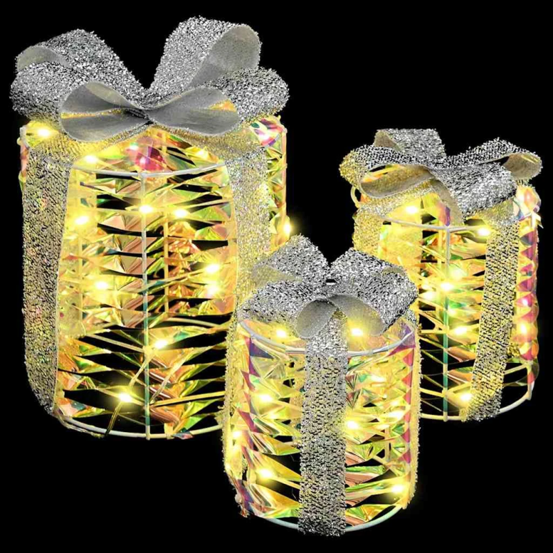 vidaXL Dāvanas Kastes Dekorācija 3 pcs Silti balta 20 x 20 x 20 cm PET