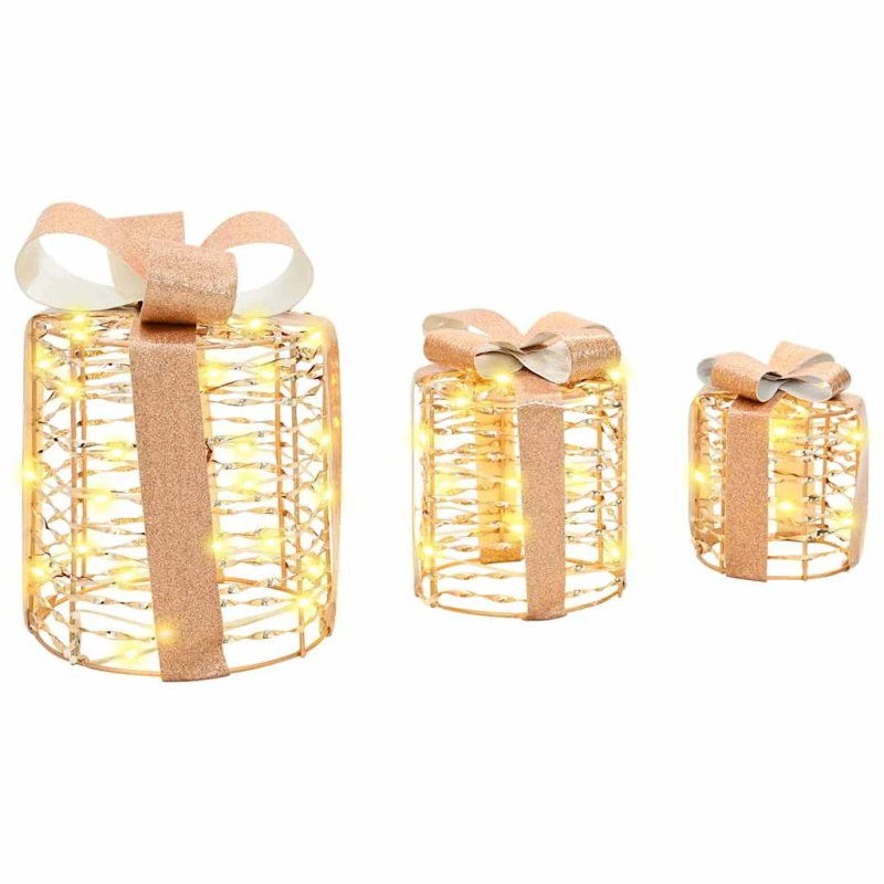 vidaXL Dāvanas Kastes Dekorācija 3 pcs Silti balta 20 x 20 x 20 cm PET