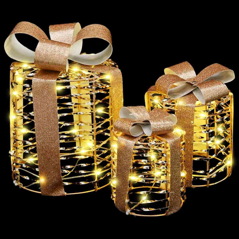 vidaXL Dāvanas Kastes Dekorācija 3 pcs Silti balta 20 x 20 x 20 cm PET