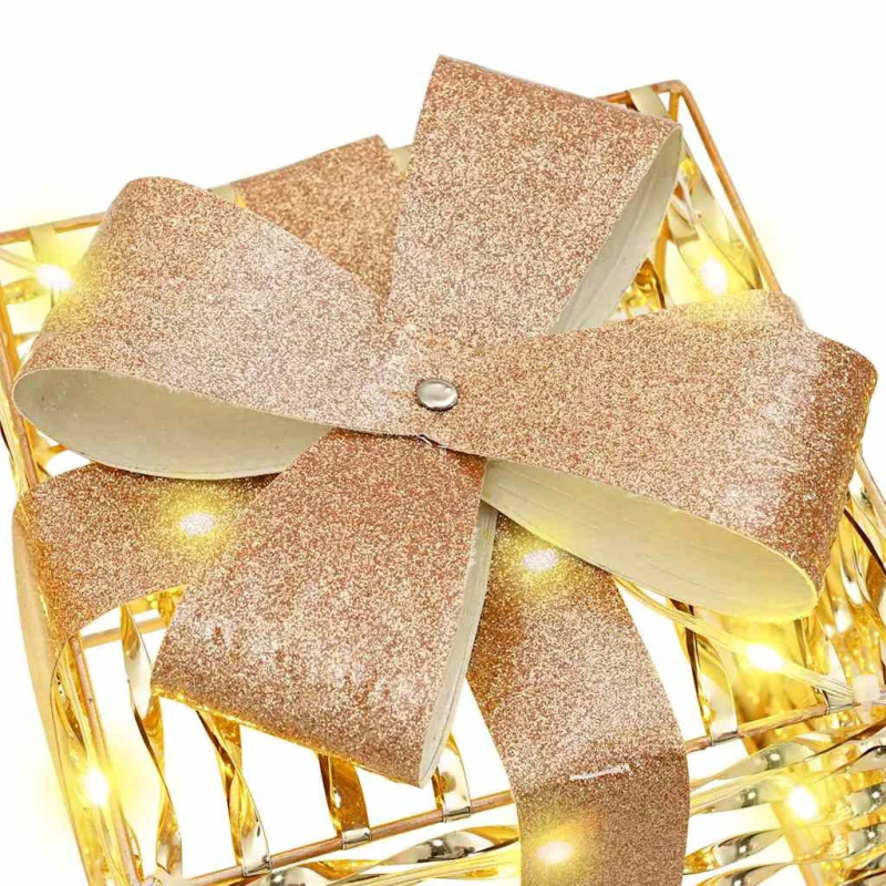 vidaXL Dāvanu kaste su 60 LED 3 pcs Silti balta 20 x 20 x 20 cm PET