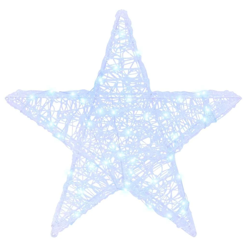 vidaXL 3D zvaigzne su 50 LED Vēsi balta 55 x 53.5 x 10 cm Akrils