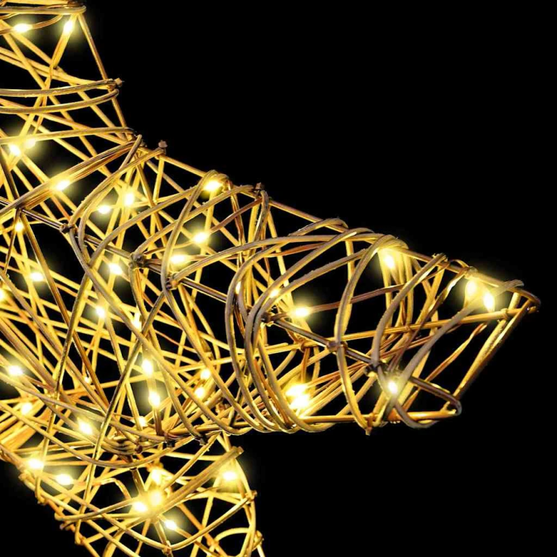 vidaXL 3D zvaigzne su 50 LED Silti balta 55 x 52.5 x 9 cm Rotangpalma