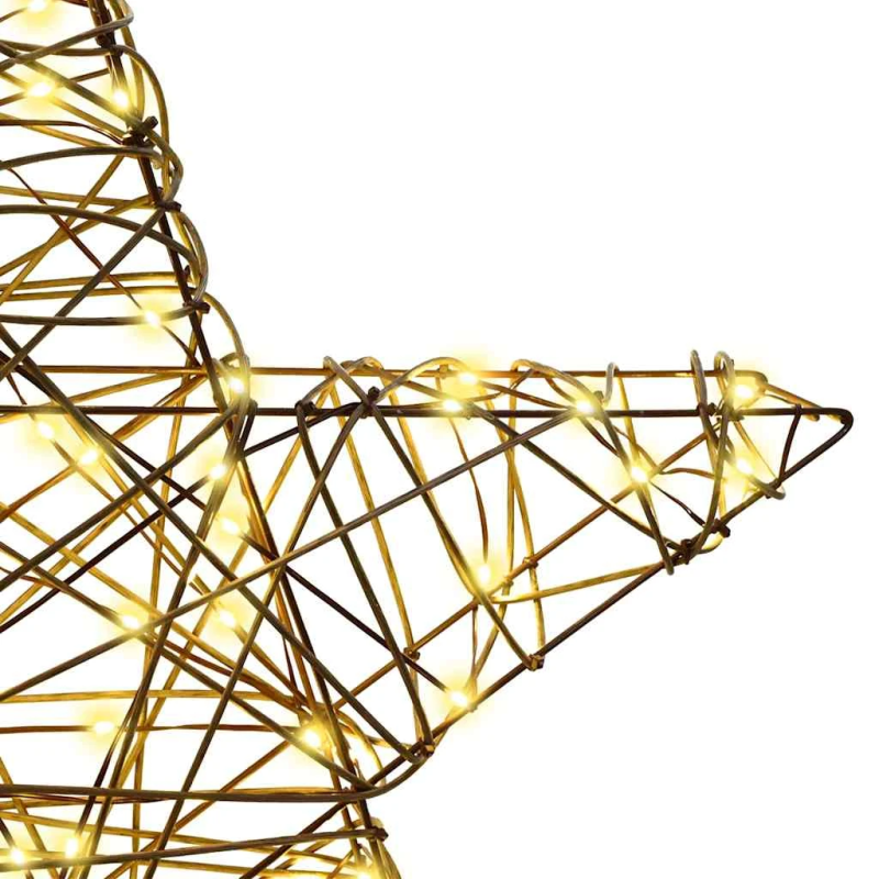 vidaXL 3D zvaigzne su 50 LED Silti balta 55 x 52.5 x 9 cm Rotangpalma