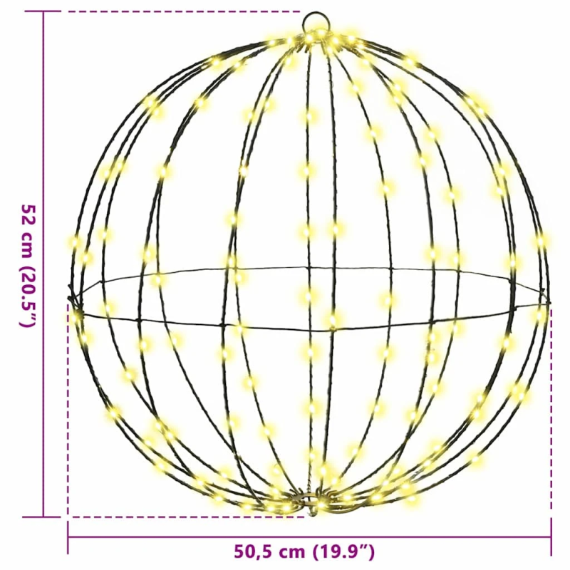 vidaXL Bumba su 160 LED Silti balta 50 cm Metāla