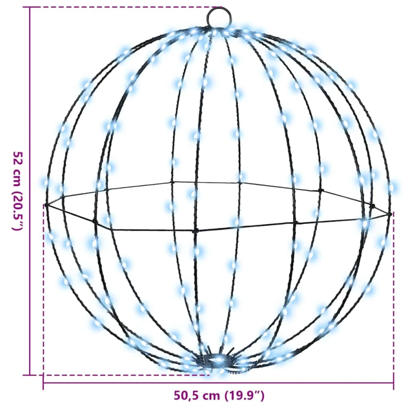 vidaXL Bumba su 160 LED Vēsi balta 50 cm Metāla