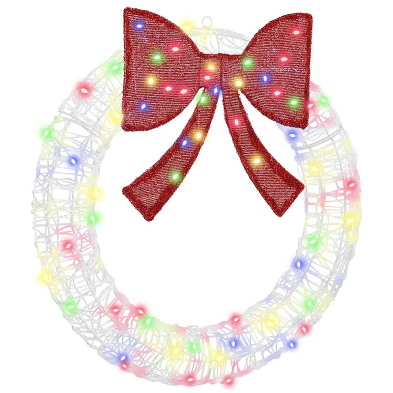 vidaXL Vainags su 60 LED Daudzkrāsains 76 x 8.5 x 76 cm Akrils