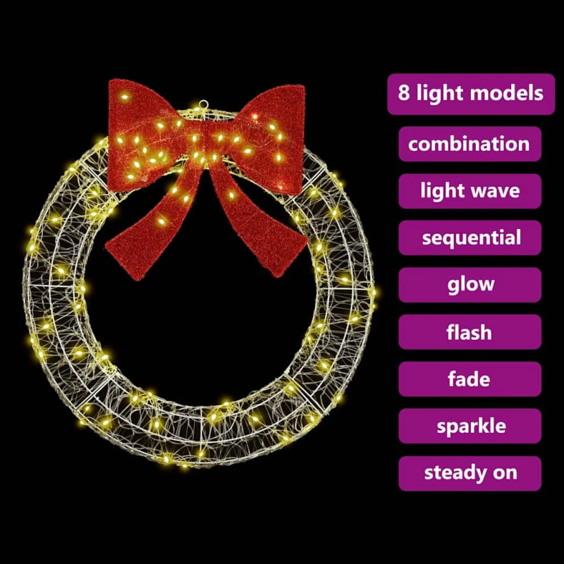 vidaXL Vainags su 80 LED Silti balta 92 x 9.5 x 92 cm Akrils