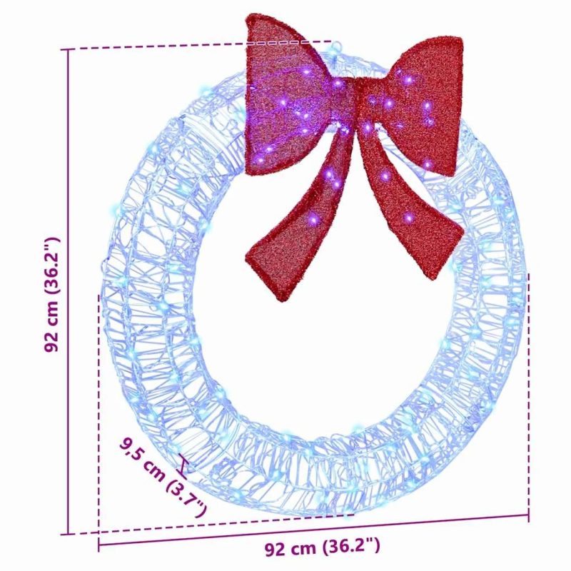 vidaXL Vainags su 80 LED Zila 92 x 9.5 x 92 cm Akrils