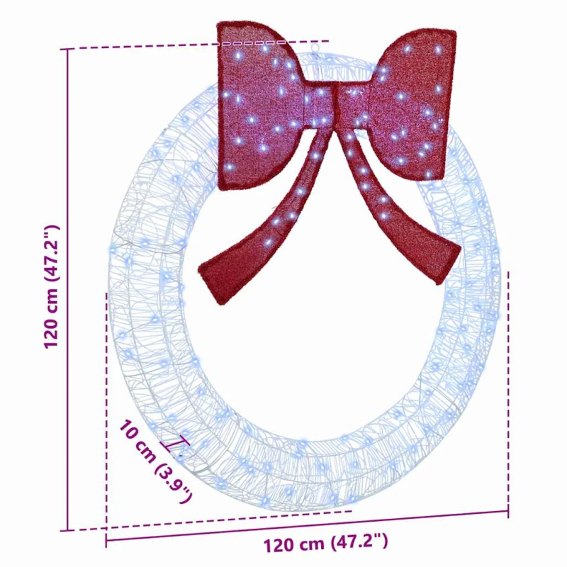 vidaXL Vainags su 150 LED Vēsi balta 120 cm Akrils