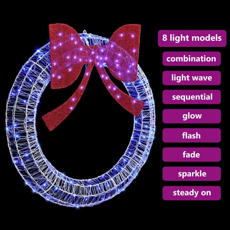 vidaXL Vainags su 150 LED Zila 120 cm Akrils