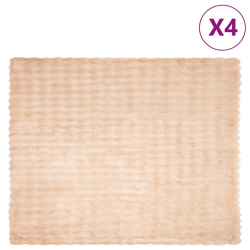 vidaXL Mākslīgā truša kažokādas sega 4 pcs Bēša 130 x 150 cm