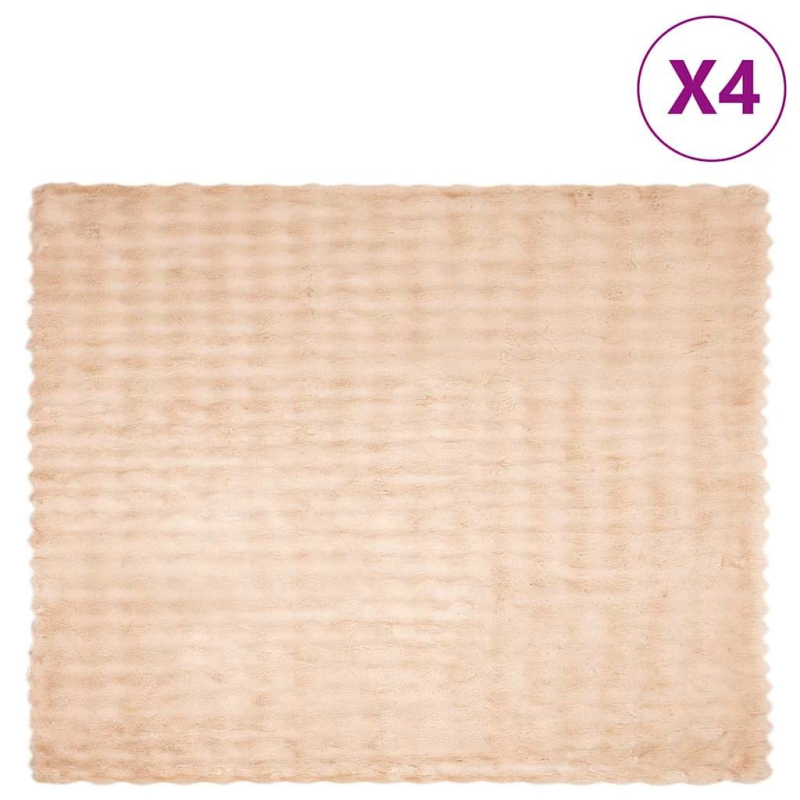 vidaXL Mākslīgā truša kažokādas sega 4 pcs Bēša 130 x 150 cm