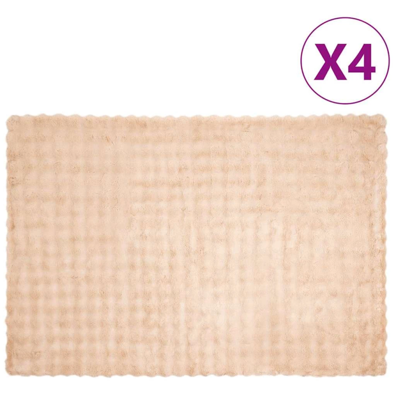 vidaXL Mākslīgā truša kažokādas sega 4 pcs Bēša 150 x 220 cm