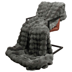 vidaXL Mākslīgā truša kažokādas sega Tumši pelēks 240 x 270 cm