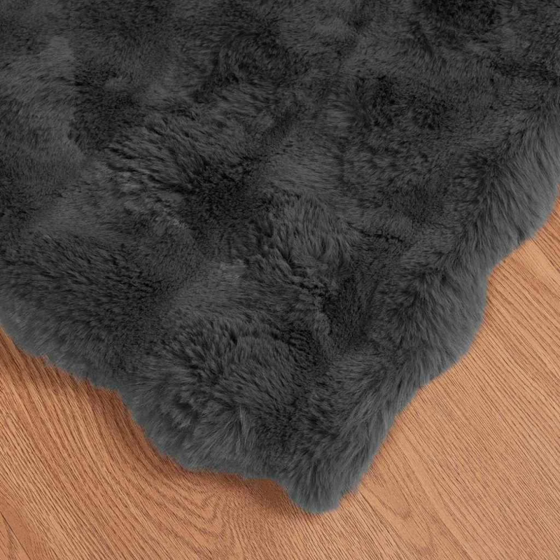 vidaXL Mākslīgā truša kažokādas sega 4 pcs Tumši pelēks 130 x 150 cm