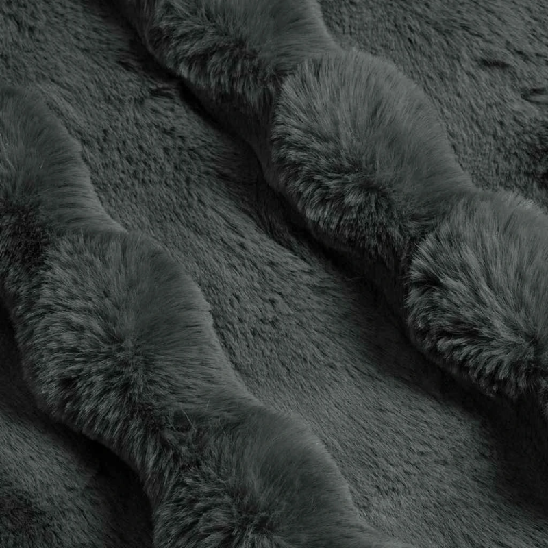 vidaXL Mākslīgā truša kažokādas sega 4 pcs Tumši pelēks 150 x 220 cm