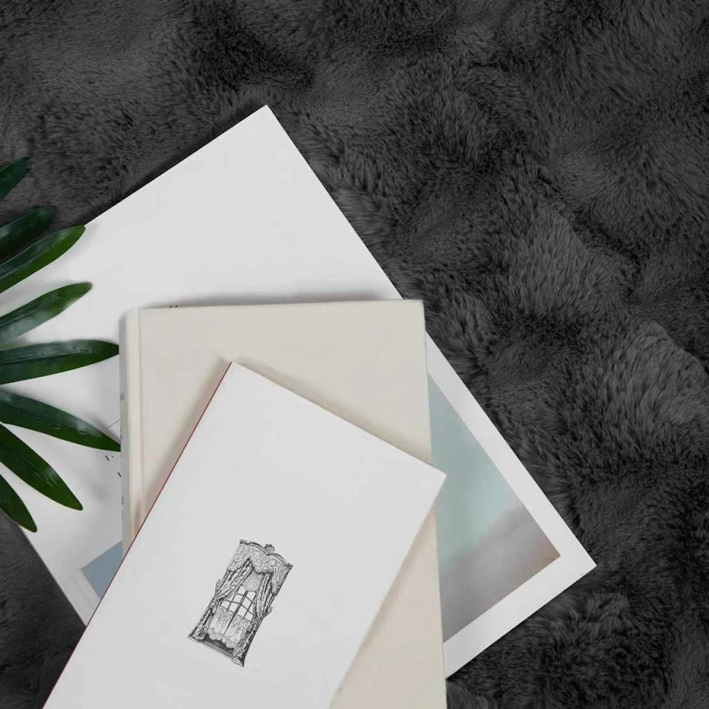 vidaXL Mākslīgā truša kažokādas sega 4 pcs Tumši pelēks 240 x 270 cm