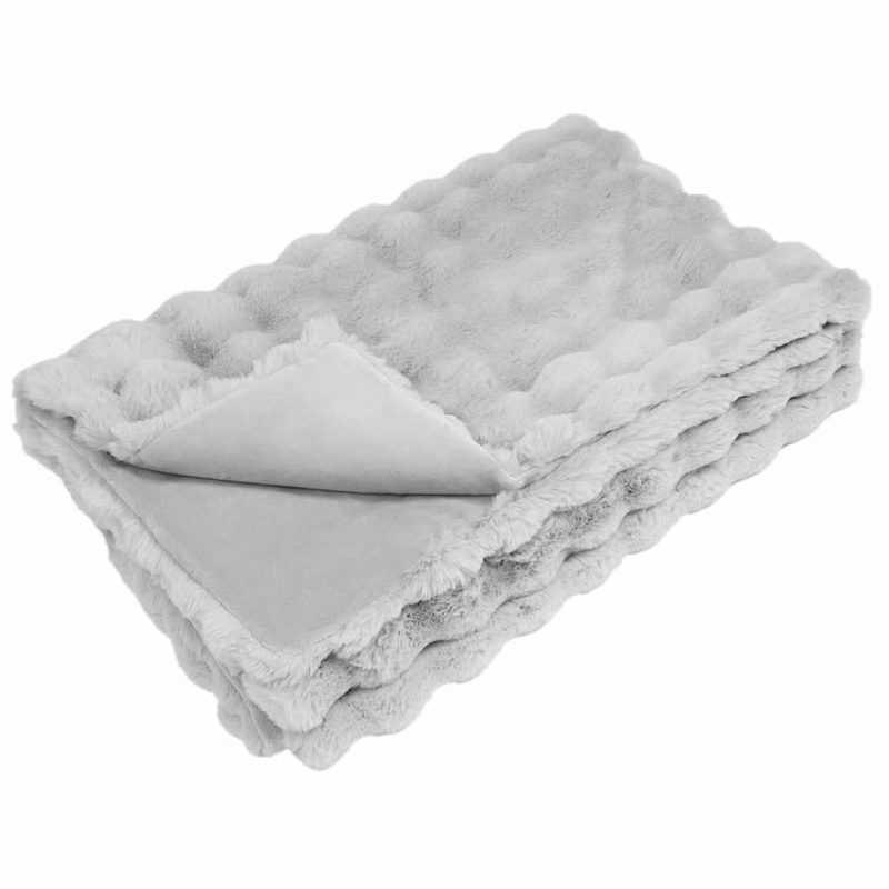 vidaXL Mākslīgā truša kažokādas sega 4 pcs Pelēka 130 x 150 cm