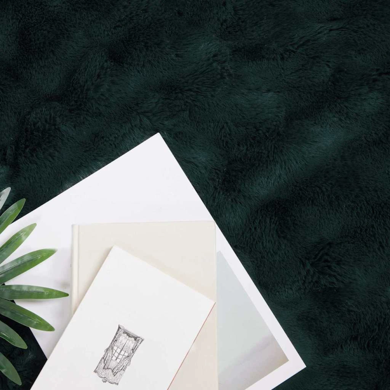 vidaXL Mākslīgā truša kažokādas sega 4 pcs Tumši zaļš 130 x 150 cm