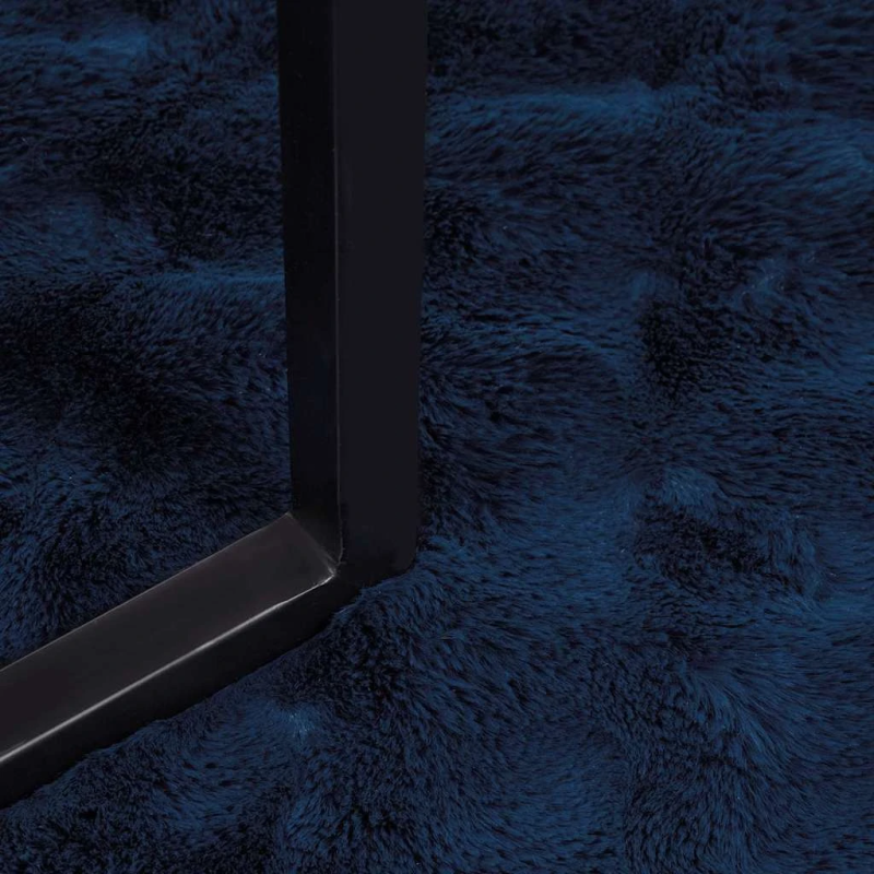 vidaXL Mākslīgā truša kažokādas sega 4 pcs Jūras zila 220 x 240 cm