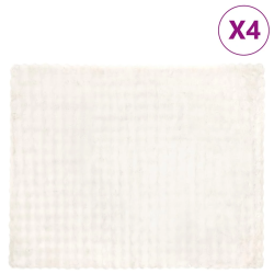 vidaXL Mākslīgā truša kažokādas sega 4 pcs Balts 130 x 150 cm