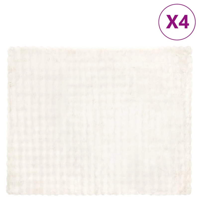 vidaXL Mākslīgā truša kažokādas sega 4 pcs Balts 130 x 150 cm