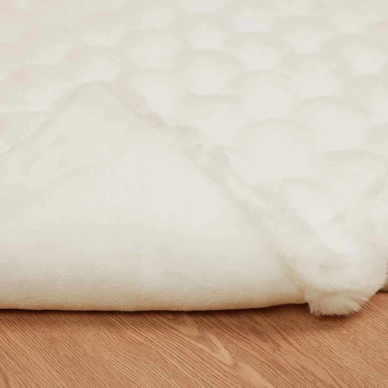 vidaXL Mākslīgā truša kažokādas sega 4 pcs Balts 130 x 150 cm