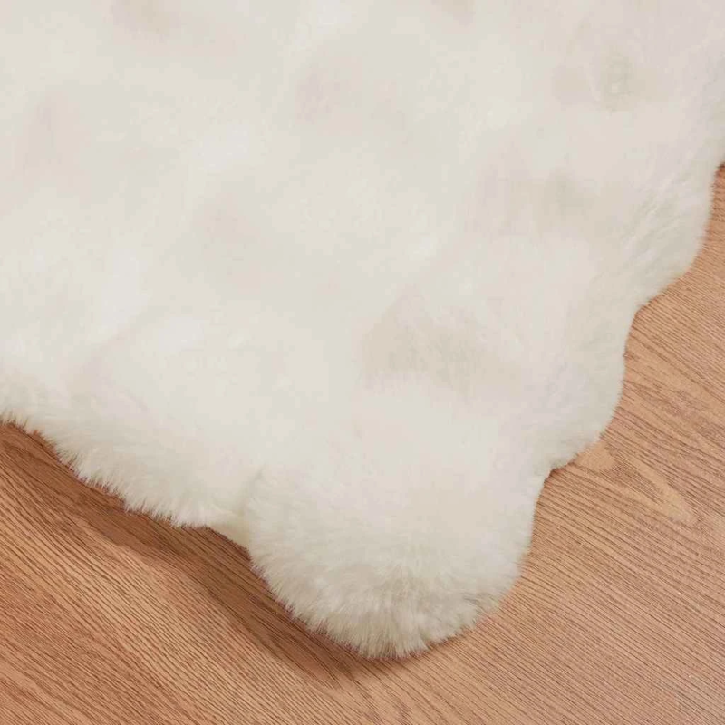 vidaXL Mākslīgā truša kažokādas sega 4 pcs Balts 130 x 150 cm