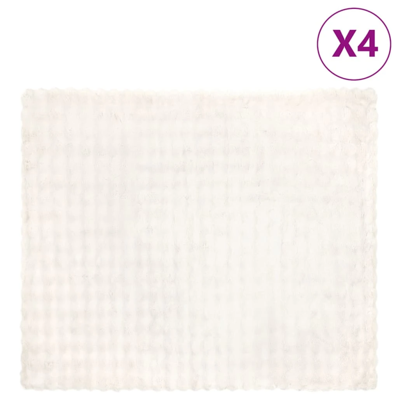 vidaXL Mākslīgā truša kažokādas sega 4 pcs Balts 240 x 270 cm