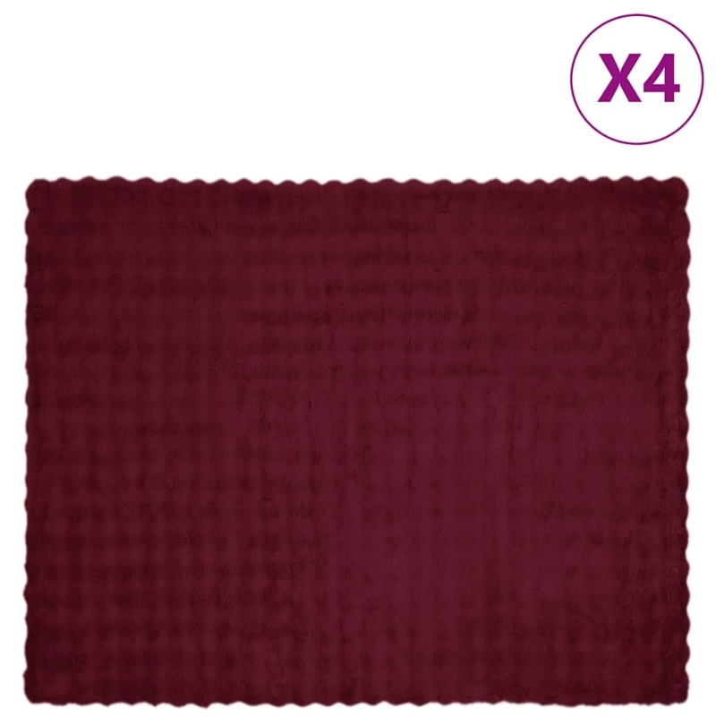 vidaXL Mākslīgā truša kažokādas sega 4 pcs Bordo sarkans 130 x 150 cm