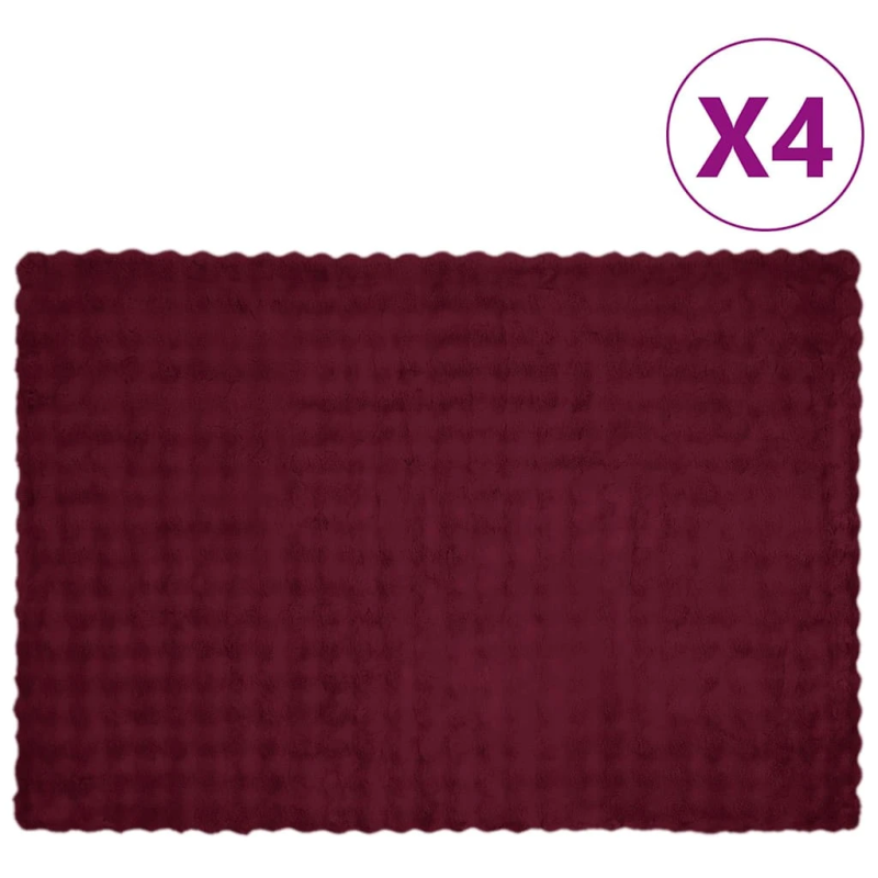 vidaXL Mākslīgā truša kažokādas sega 4 pcs Bordo sarkans 150 x 220 cm