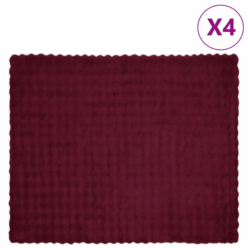 vidaXL Mākslīgā truša kažokādas sega 4 pcs Bordo sarkans 220 x 240 cm