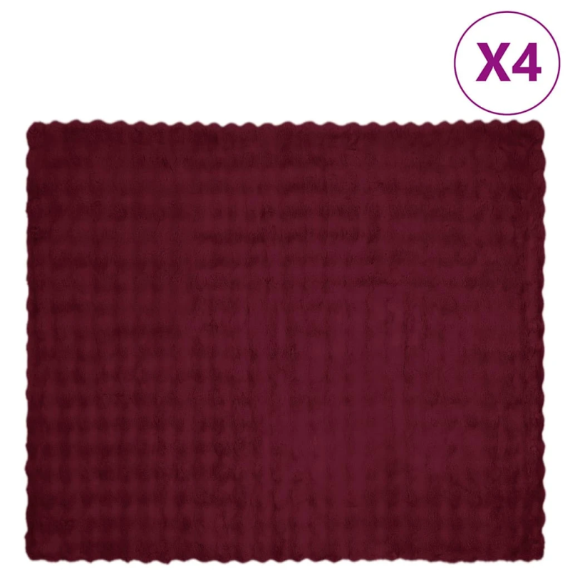 vidaXL Mākslīgā truša kažokādas sega 4 pcs Bordo sarkans 240 x 270 cm