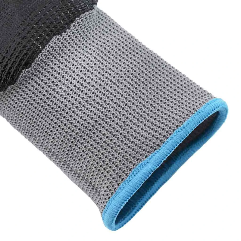 vidaXL Darba cimdi 12 pcs Pelēks un melns 9 - l Poliesters