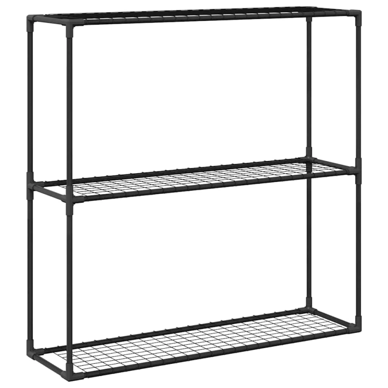 vidaXL 3-Tīkla Augu Statīvs Melna 100 x 32 x 102 cm Tērauds