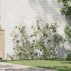 vidaXL Dārza žogs 3 pcs Melna 112 x 40 cm Tērauds