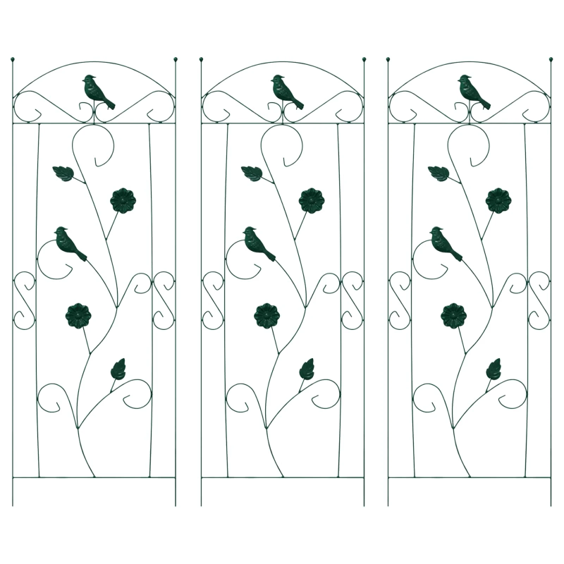 vidaXL Dārza žogs 3 pcs Zaļa 112 x 40 cm Tērauds