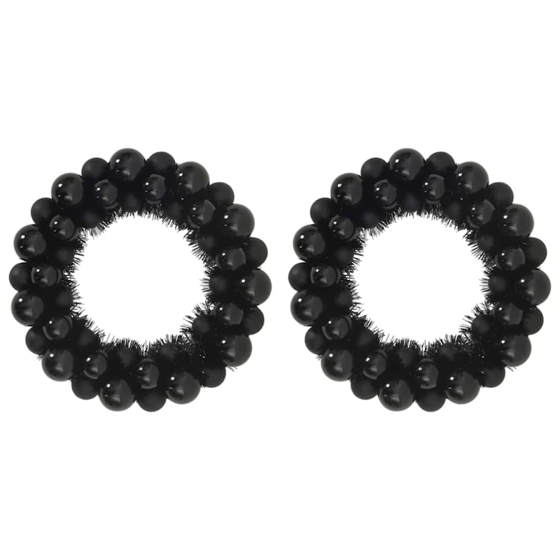 vidaXL Ziemassvētku bumbu vainagi 2 pcs Melna 33 x 33 x 7 cm